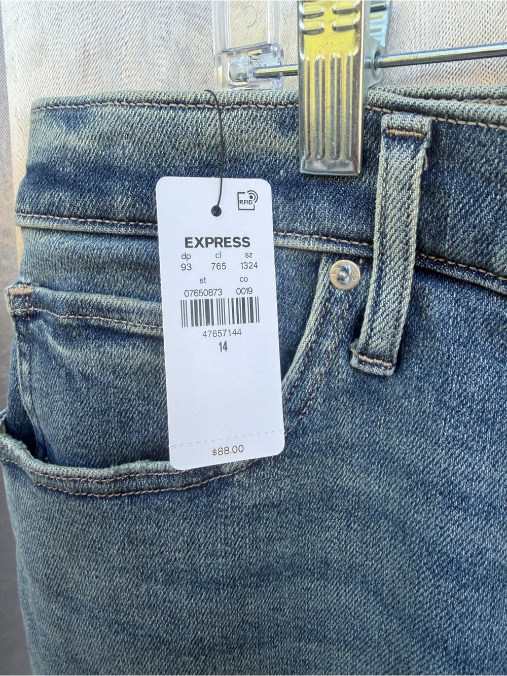 Express Women’s Straight Denim Skirt in Light Blue with front slit - Picture 5 of 5